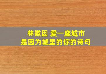 林徽因 爱一座城市是因为城里的你的诗句